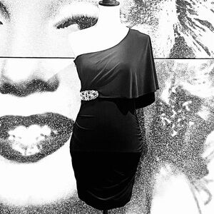 Hailey Logan Black One-Shoulder Bodycon Dress Sz Small